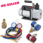 4.8cfm Yks Vacuum Pump 4valve Manifold Gauge R410a R134a R22 Hvac Ac Refrigerant Set