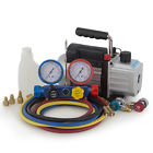 5-feet Team-ekon A C Manifold Dual Gauge Freon 4-way W Hose 4cfm Vacuum 1 3hp Pump Set