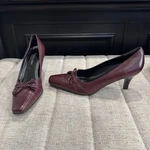 Etienne Aigner Womens 7.5 Larsen Leather Oxblood Burgundy Pumps Bow Snip Toe. Fixed Price $35.00.