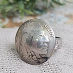 Dapped Buffalo Nickel Coin Copper Ring Adjustable Floral Indian Chief Five Cents. Fixed Price $66.23.