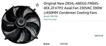 Condenser Fan, Ziehl-abegg FN045-4EK.2F.V7P2 Axial 230VAC 390W. Fixed Price $299.00.