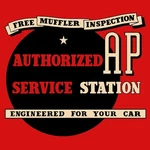 Ap Muffler Authorized Service Station New Sign: 24" Dia. Square Usa Steel. Fixed Price $121.88.