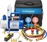 110V 1/3 Hp 4CFM Single Stage Rotary Vane Air Vacuum Pump And R134A Manifold. Fixed Price $196.19.