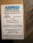 Keeprite Refrigerant Ball Valve 1/2 Ods Brass Copper Model 12BV(T) W/tap. Fixed Price $35.00.