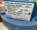 Weil W-2521-13-3" 5HP 3PH, 460V, 145 Gpm Feet Submersible Wastewater Pump. Fixed Price $1624.99.